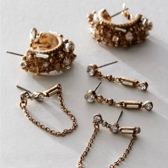 Free People Crystal Hoop Earrings Set❤️ - Picture 2 of 4